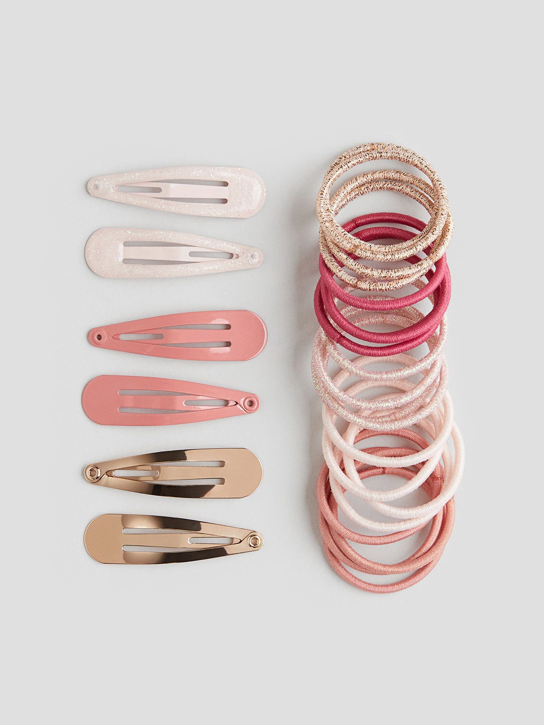 

H&M Girls 26-Pcs Hair Elastics & Clips, Pink