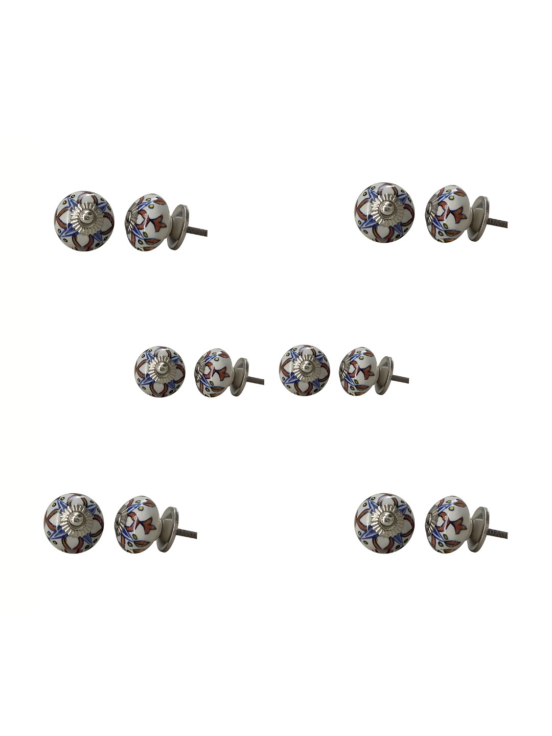 

Indianshelf White & Blue 6 Pieces Printed Ceramic Knobs
