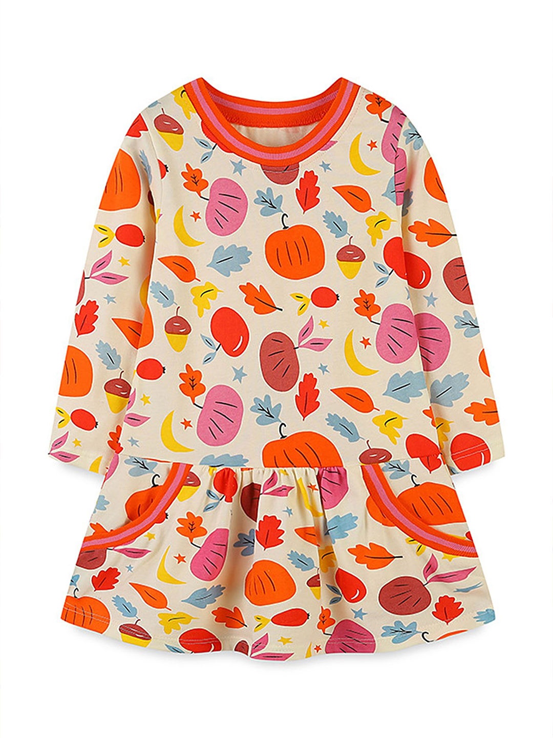 

LULU & SKY Girls Cotton A-Line Dress, Cream