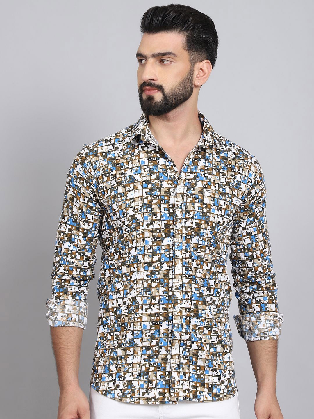 

Tanip Men Sheer Casual Shirt, Blue