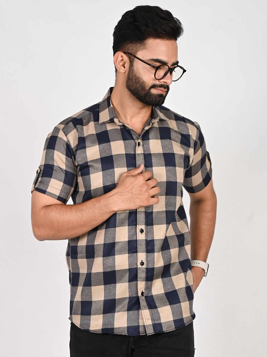 

Tanip Men Sheer Checked Casual Shirt, Yellow