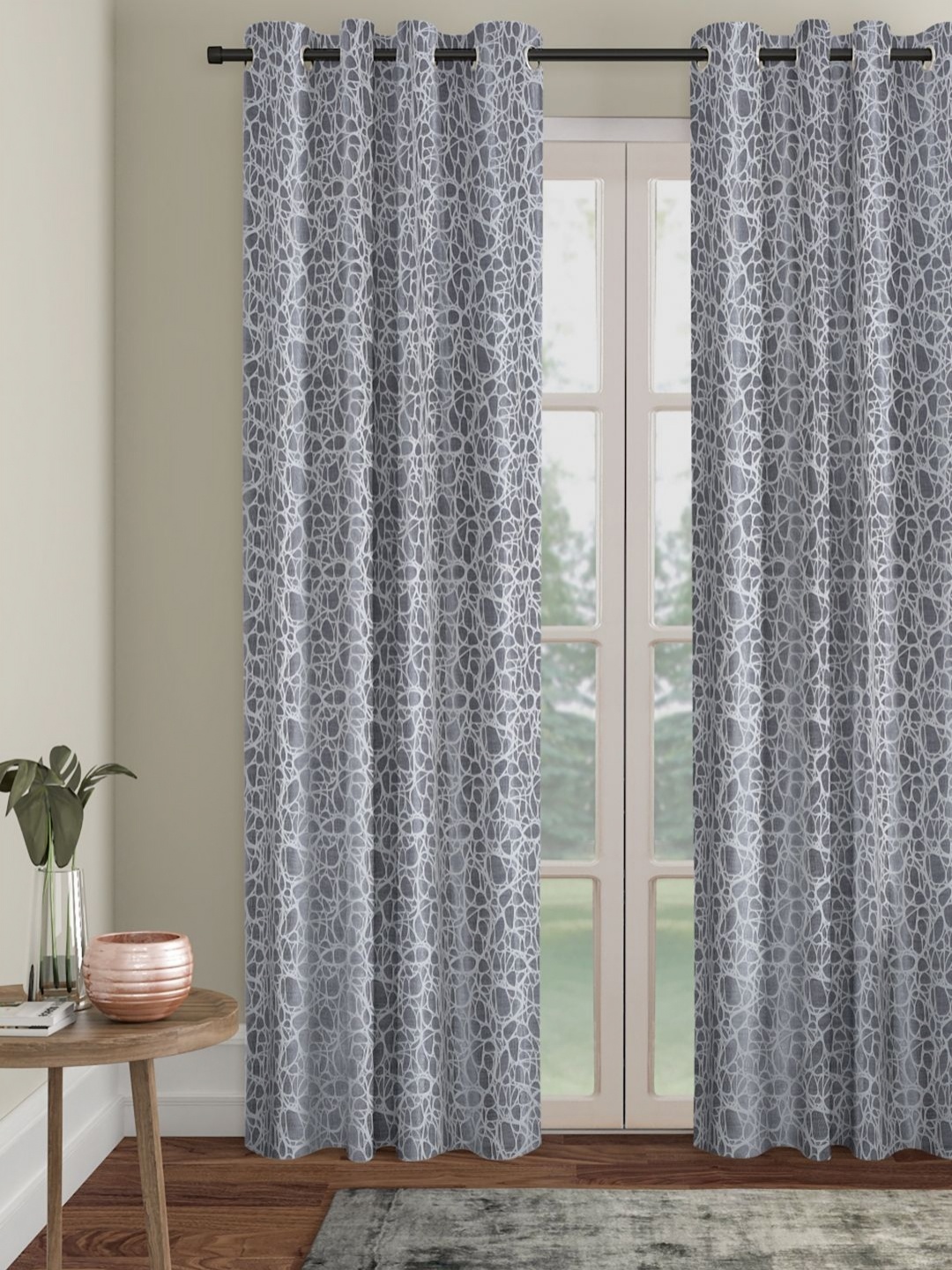 

HOSTA HOMES Grey Geometric Long Door Curtain