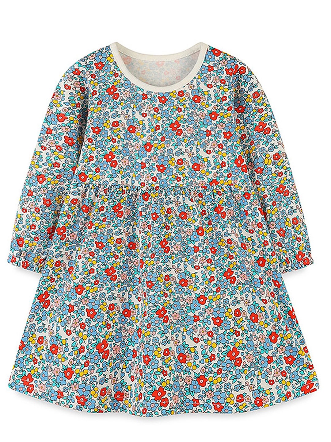 

LULU & SKY Girls Floral Printed Cotton Dress, Blue