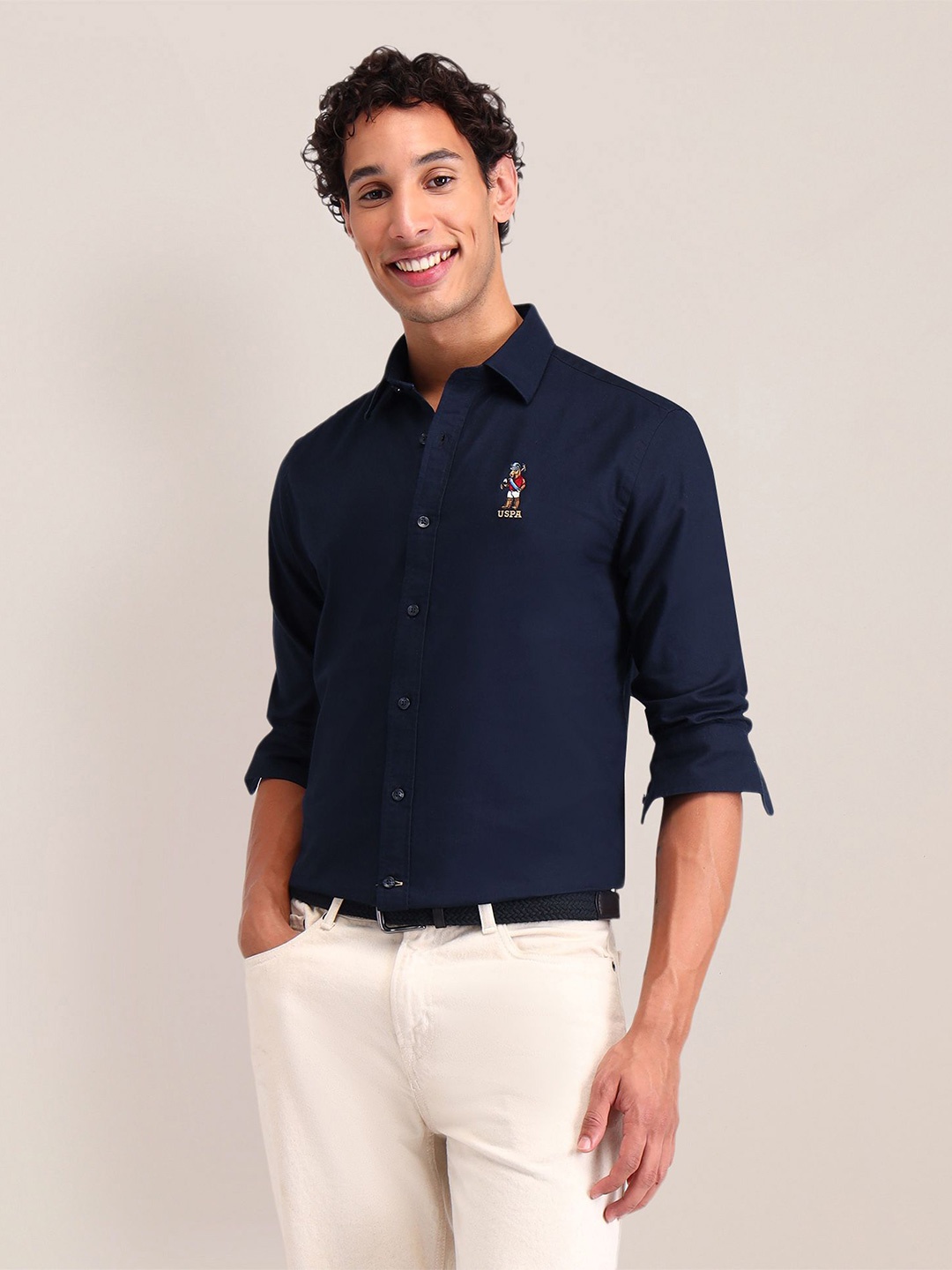 

U.S. Polo Assn. Men Chuck Logo Classic Tailored Casual Shirt, Blue