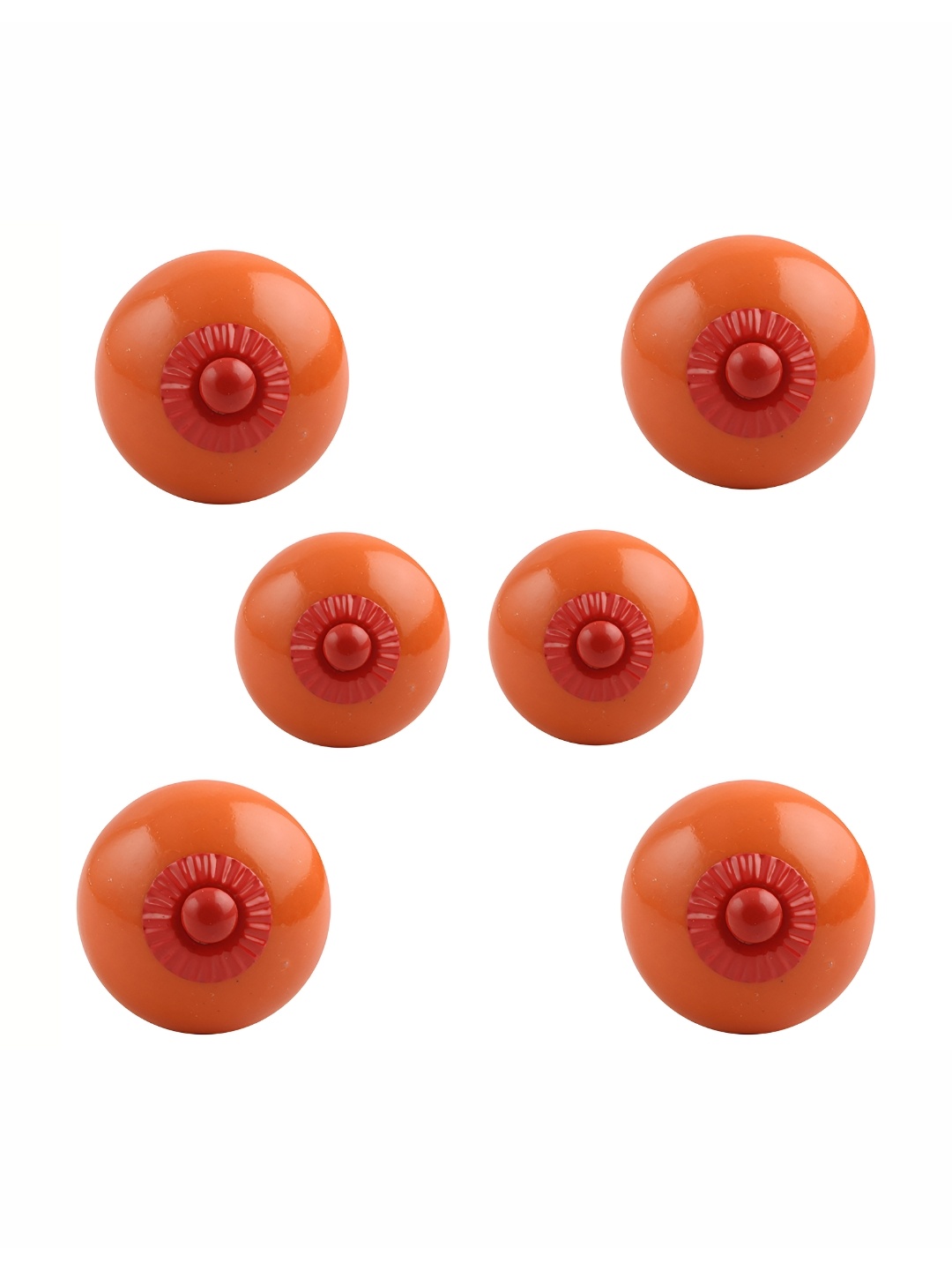

Indianshelf Orange 6 Pieces Printed Round Ceramic Knobs