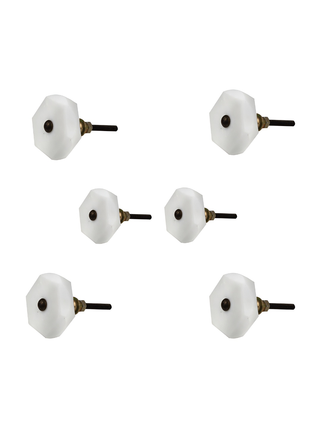 

Indianshelf 6Pcs White Textured Hexagon Knobs