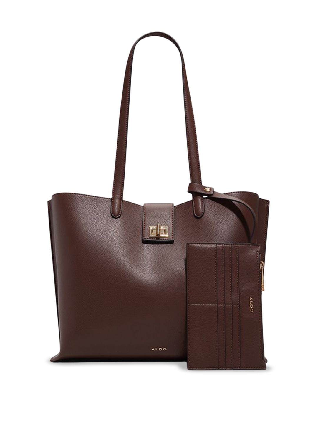 

ALDO Structured Tote Bag with Cut Work, Brown