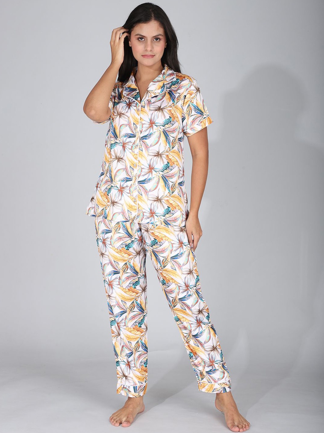 

StyFun Women Printed Night suit, White