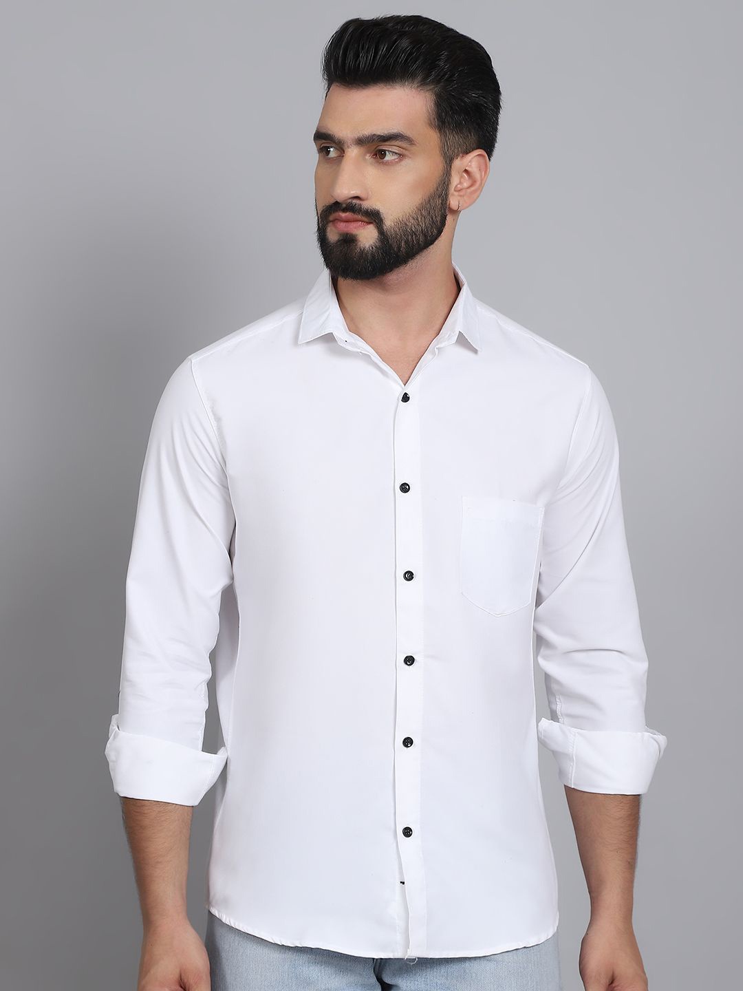 

Tanip Men Sheer Casual Shirt, White