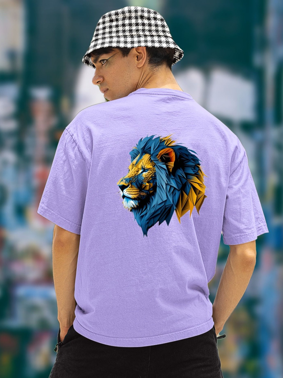 

Elibolz Men Printed Drop-Shoulder Sleeves Bio Finish T-shirt, Lavender
