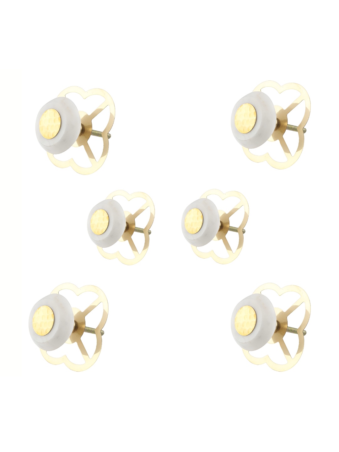 

Indianshelf 6-Pcs White & Yellow Stone Flat Knobs
