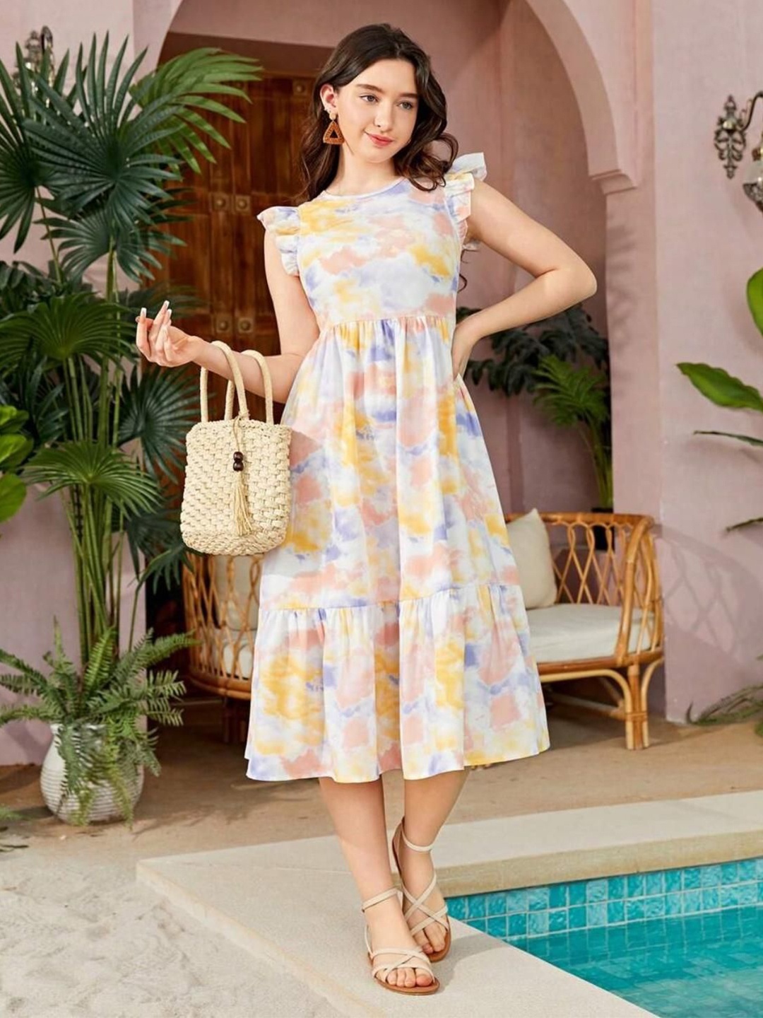 

Miss & Chief Girls Printed Fit & Flare Dress, Yellow