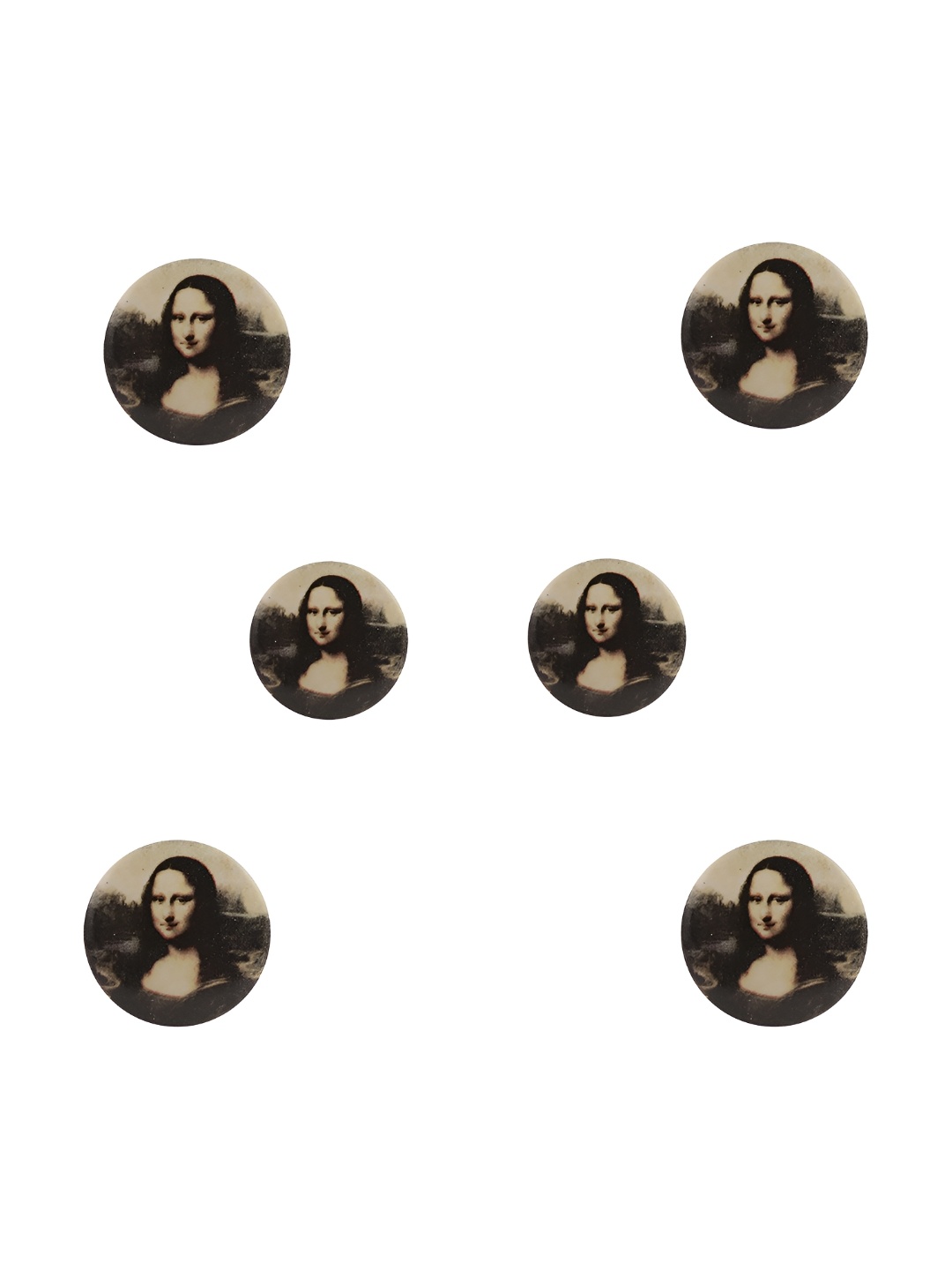

Indianshelf Beige & Black 6 Pieces Printed Ceramic Knobs