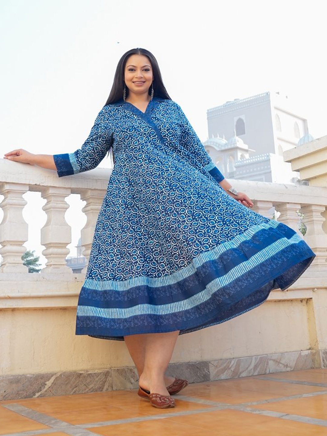 

YASH GALLERY Print Fit & Flare Midi Dress, Blue