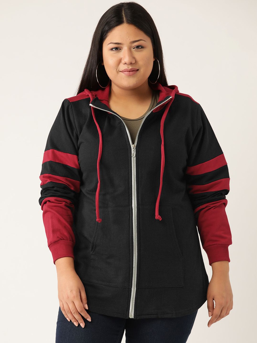 

theRebelinme Women Colourblocked Open Front Jacket, Black