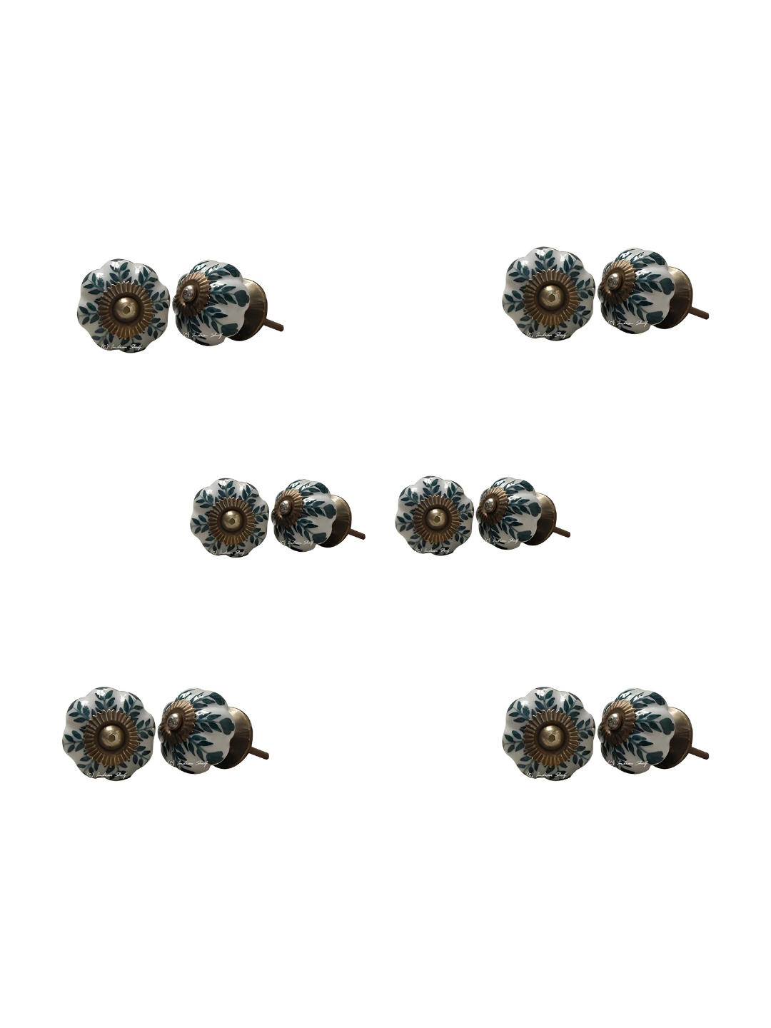 

Indianshelf White & Black 6 Pieces Printed Ceramic Knobs