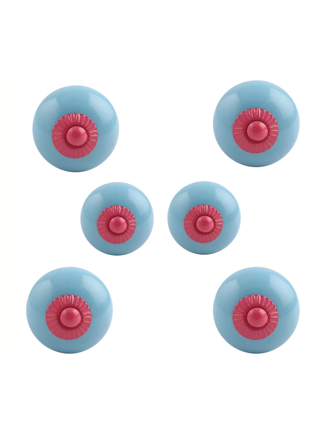 

Indianshelf 6-Pcs Blue & Pink Printed Ceramic Knobs