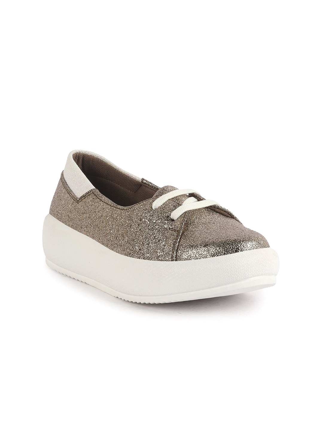 

FAUSTO Women PU Lightweight Slip-On Sneakers, Gold