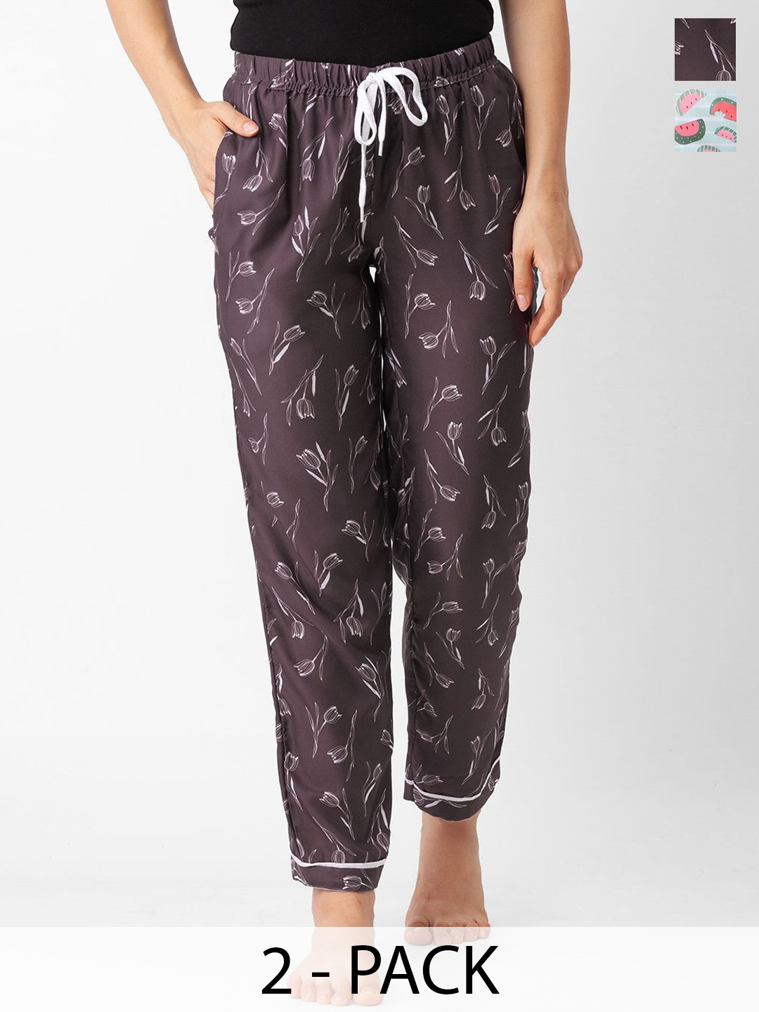

FashionRack Women Pack Of 2 Printed Lounge Pants, Violet