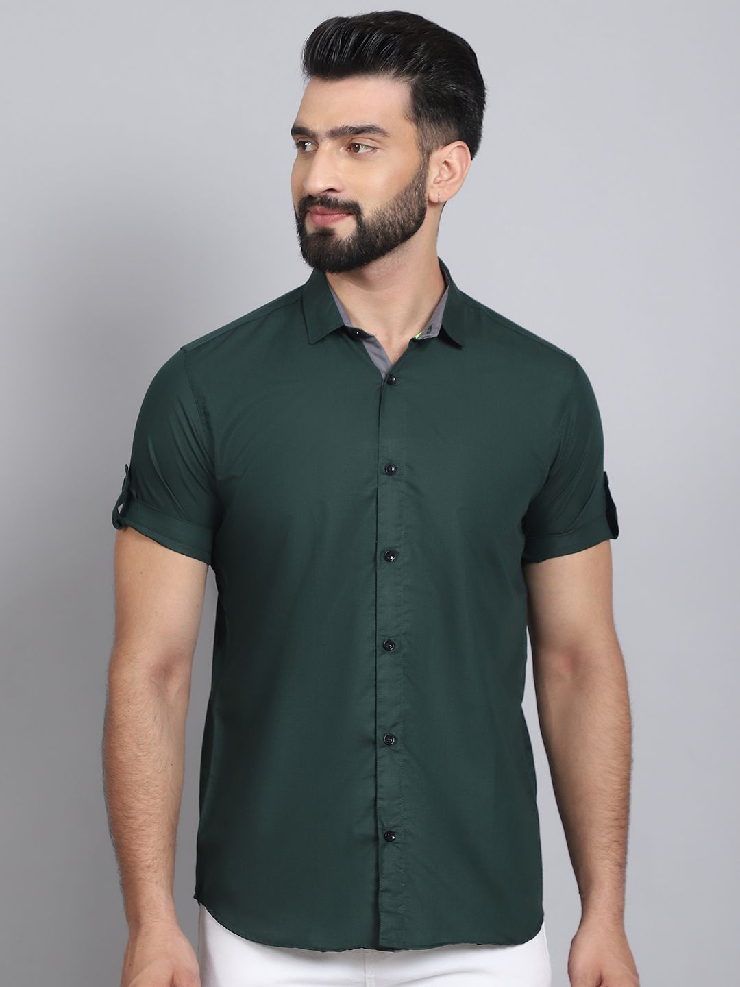 

Tanip Men Sheer Casual Shirt, Green