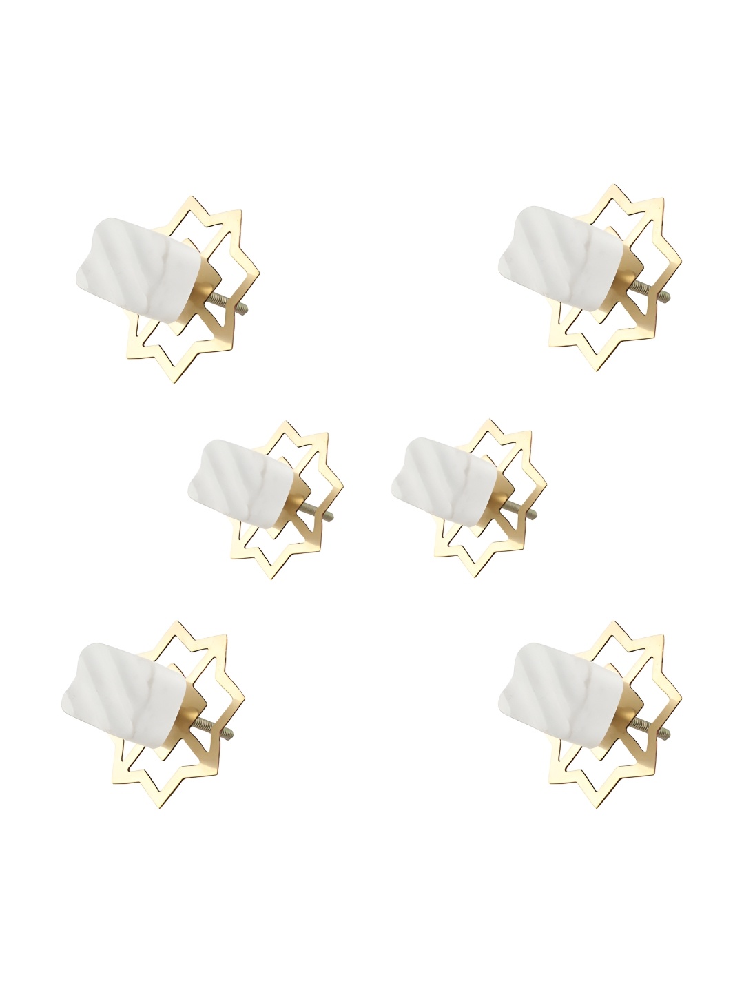 

Indianshelf 6-Pcs White Stone Flat Knobs