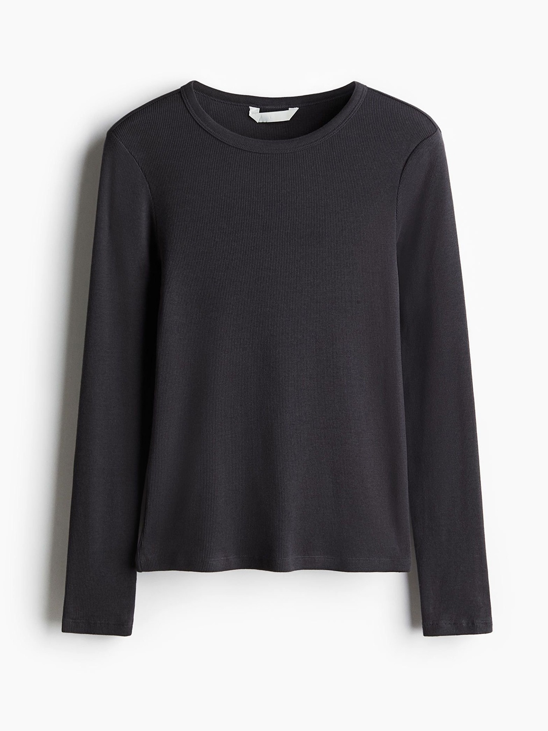 

H&M Women Ribbed Top, Charcoal