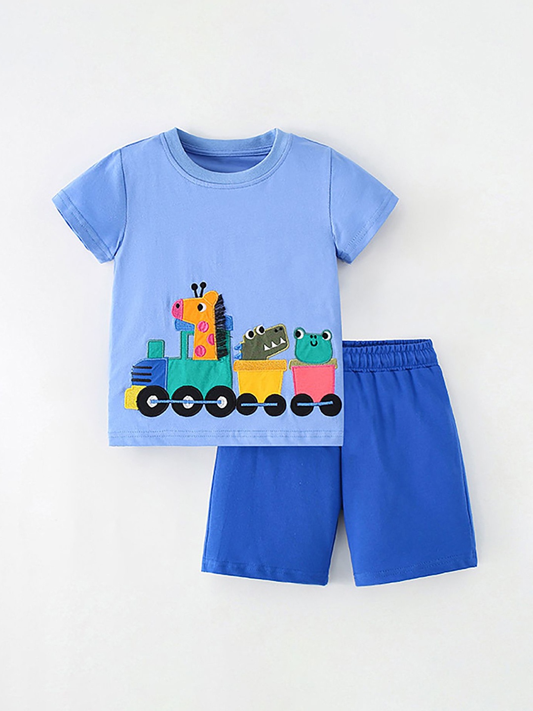 

LULU & SKY Boys Printed T-shirt with Shorts, Blue