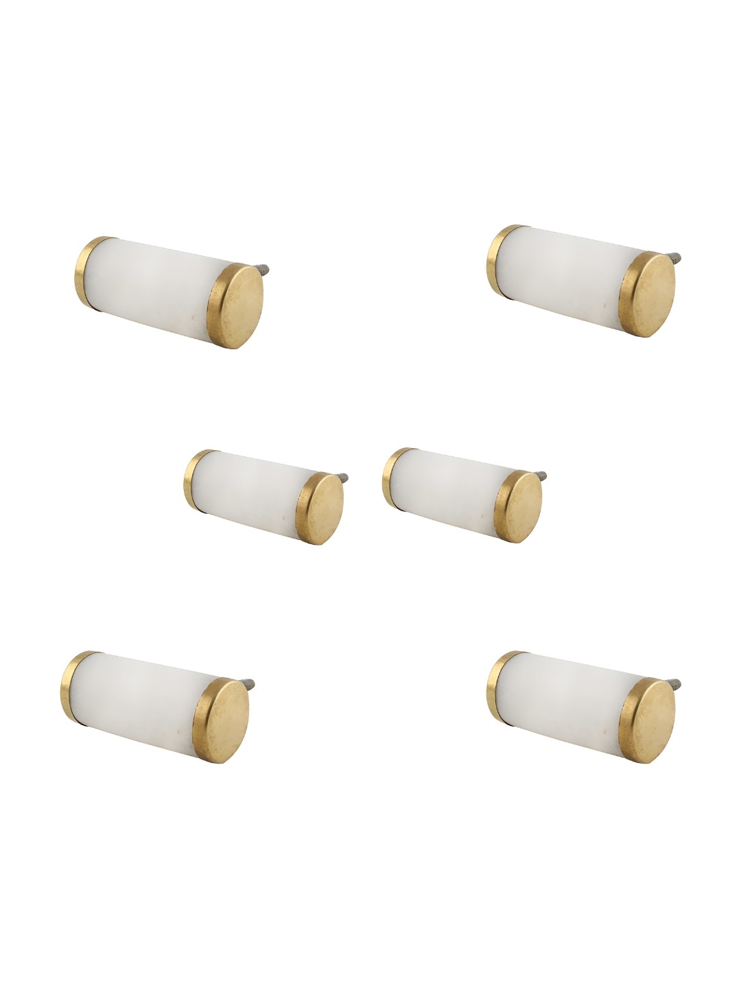 

Indianshelf Set Of 6 White & Yellow Stone Round Knobs