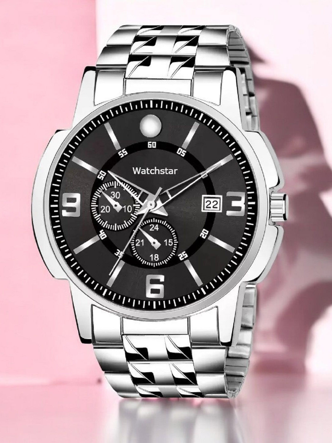 

WATCHSTAR Men Dial & Stainless Steel Straps Analogue Watch 3D Black
