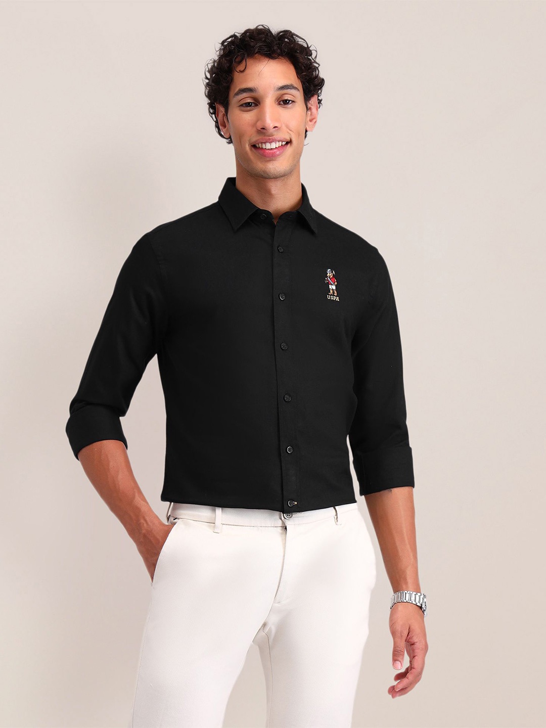 

U.S. Polo Assn. Men Chuck Logo Classic Tailored Casual Shirt, Black