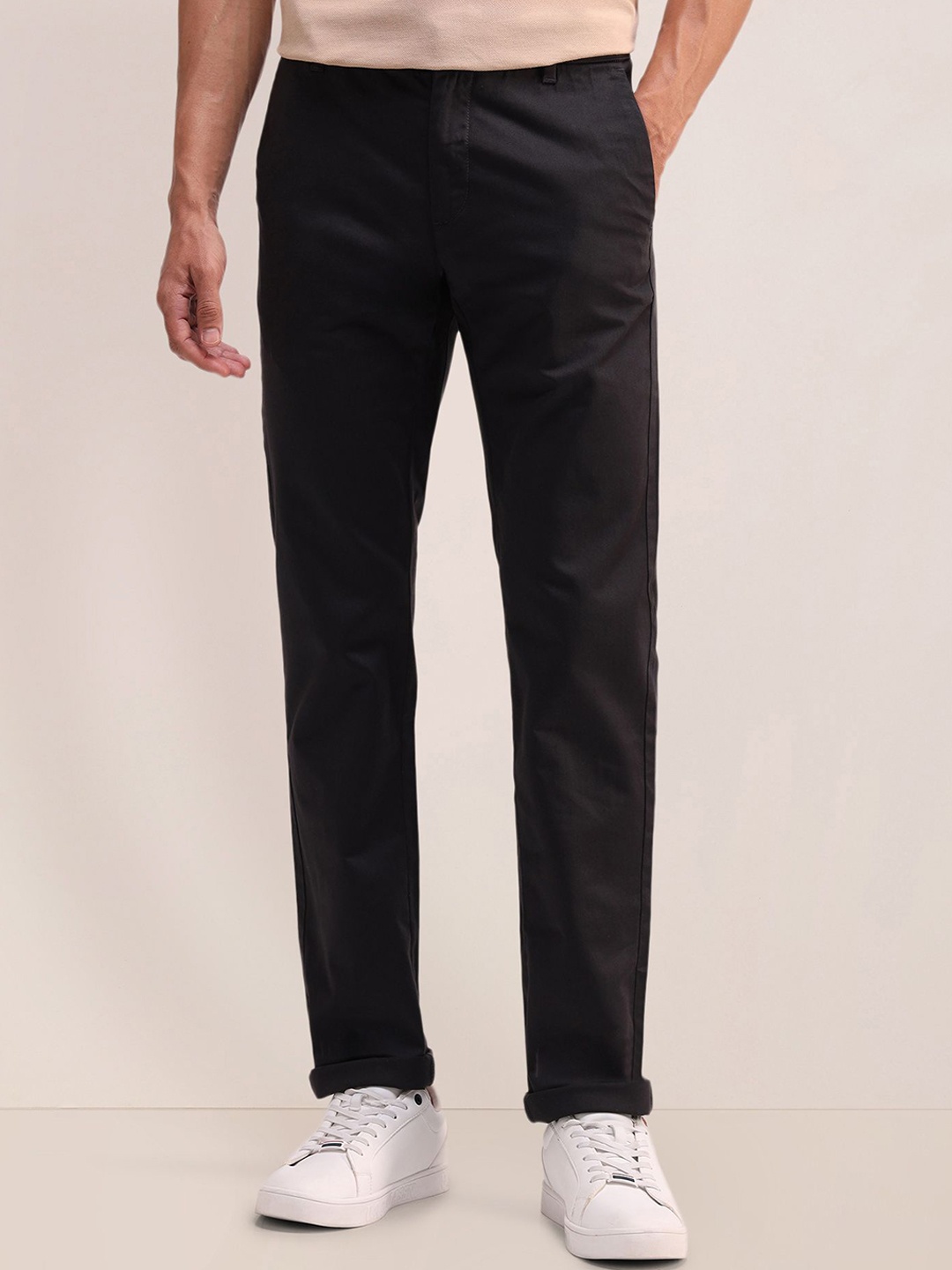 

U.S. Polo Assn. Men Smart Slim Fit Cotton Regular Trousers, Grey