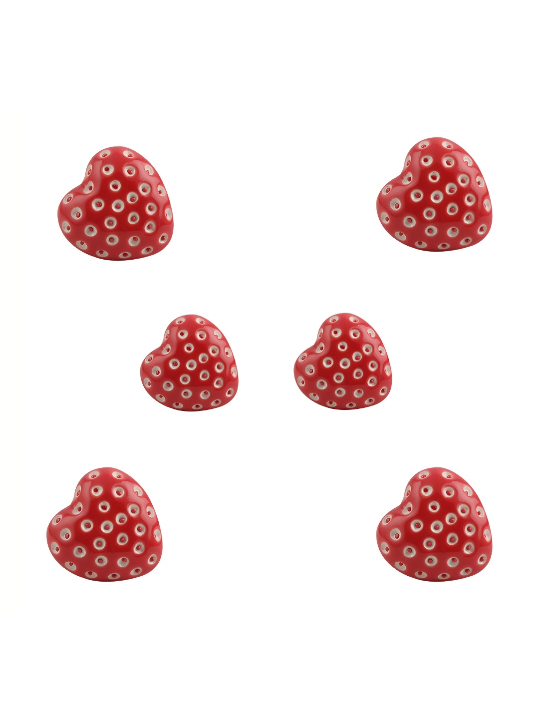 

Indianshelf Red & White 6 Pieces Heart Etched Ceramic Heart Knobs