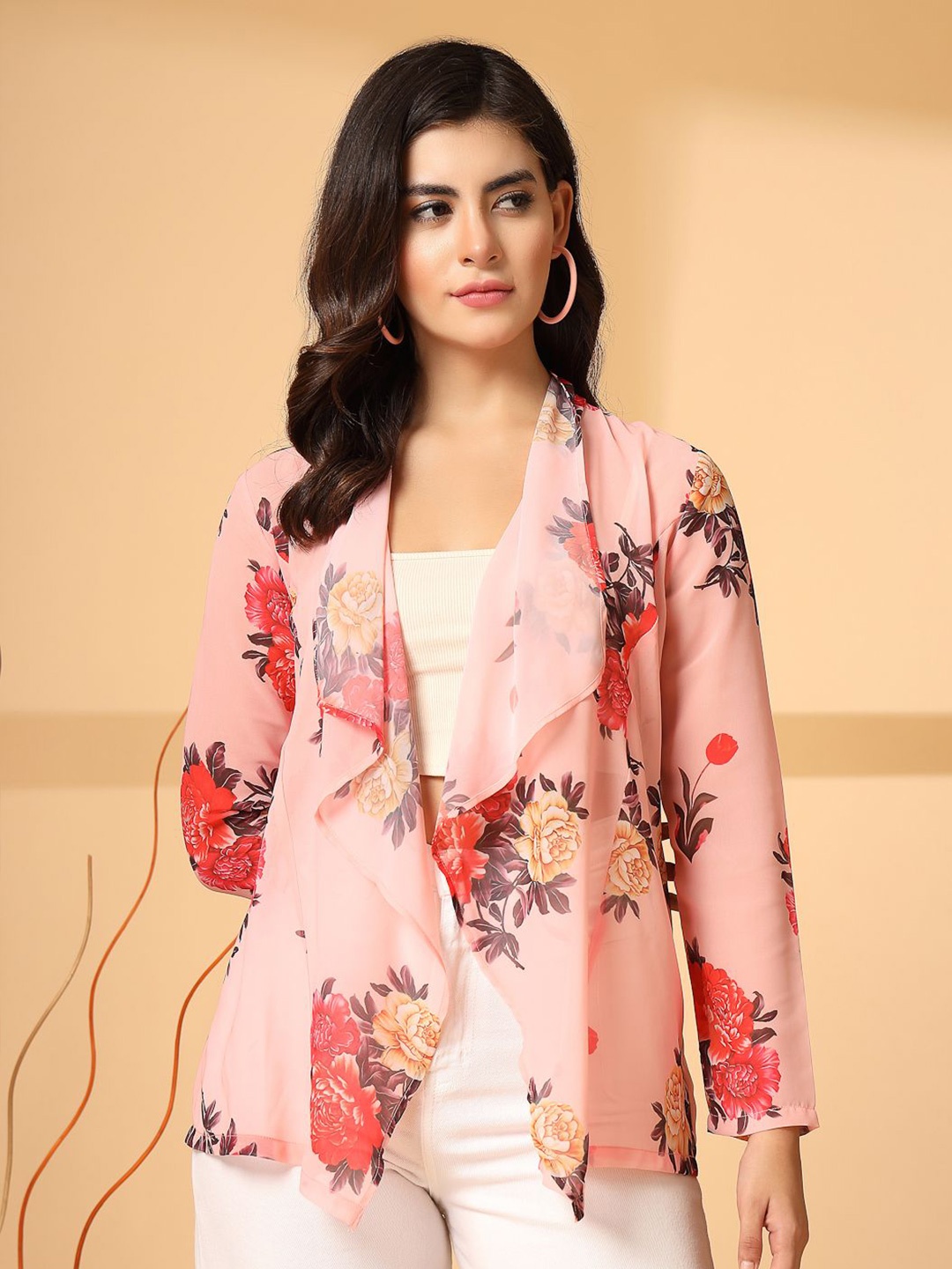 

STYLECAST X KASSUALLY Women Printed Shrug, Peach