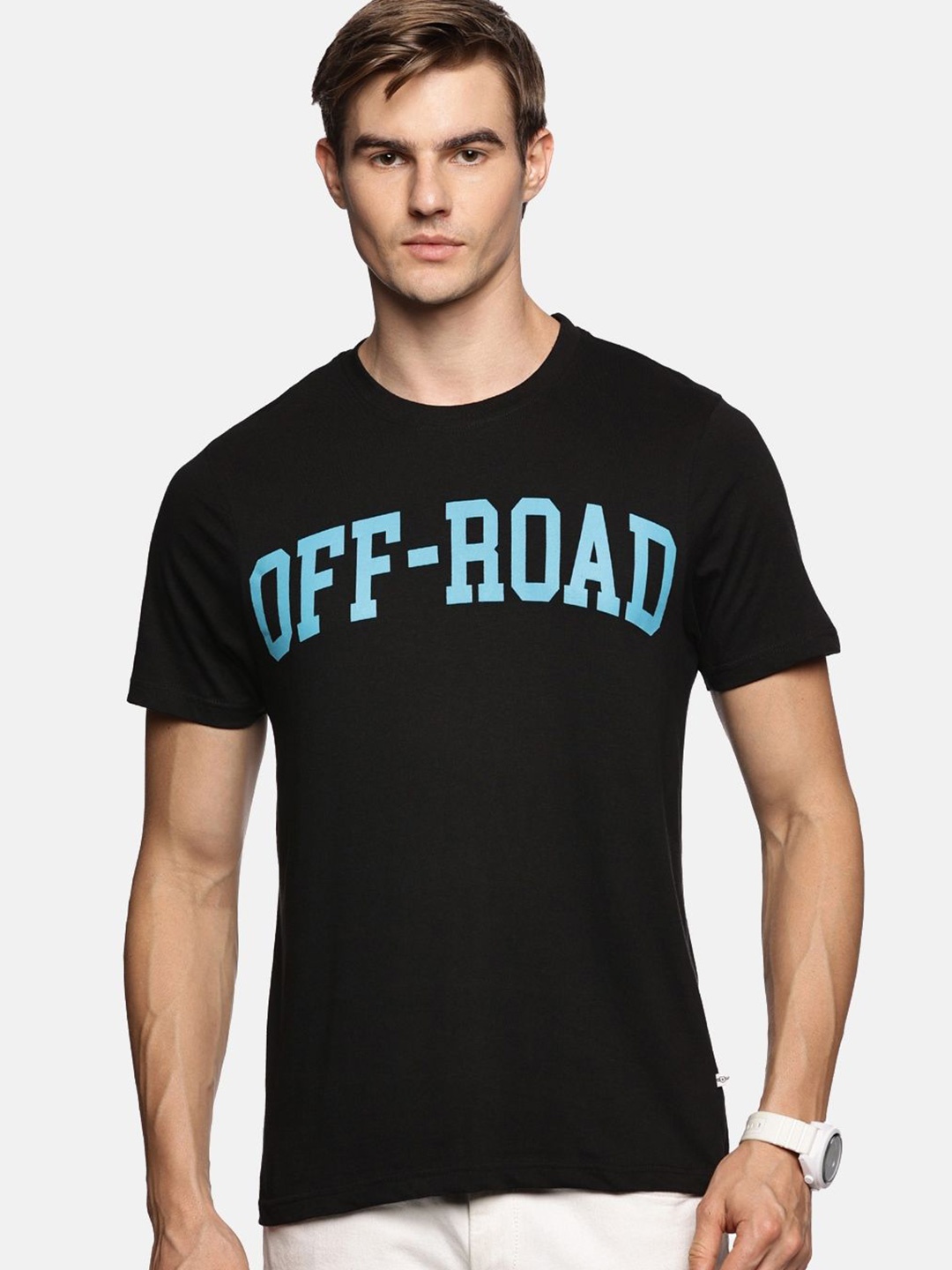 

The Roadster Lifestyle Co Printed Pure Cotton Tshirt, Black