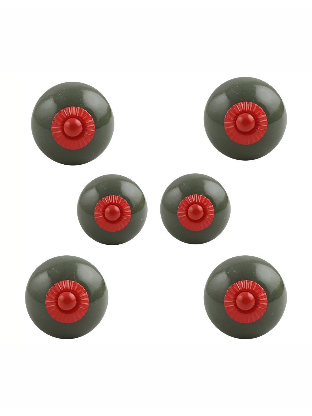 

Indianshelf Set Of 6 Green & Red Textured Ceramic Knobs