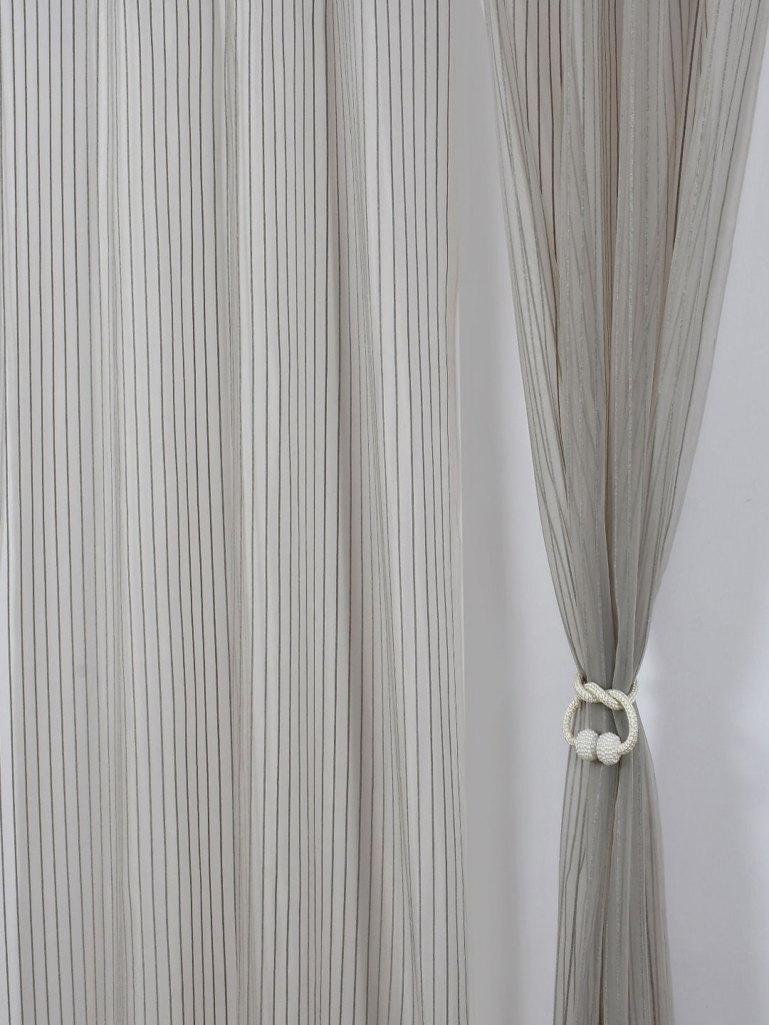 

Aura Grey Set of 2 Striped Sheer Door Curtain