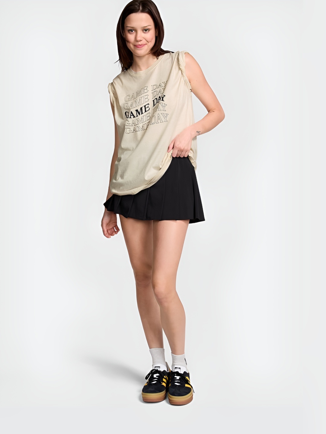 

Victoria's Secret Women Typography Printed Round Neck Cotton Relaxed Fit T-shirt, Beige