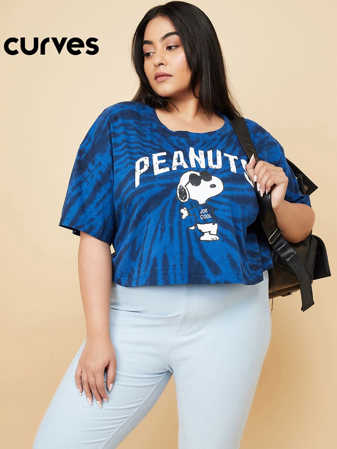 

MAX URB_N Women Peanut Snoopy Printed T-shirt, Blue