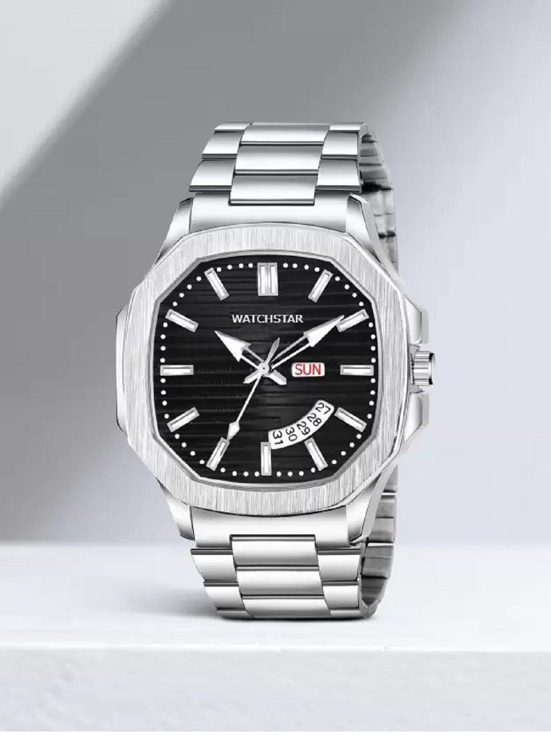 

WATCHSTAR Men Dial & Stainless Steel Straps Analogue Watch LM DD Blck, Black