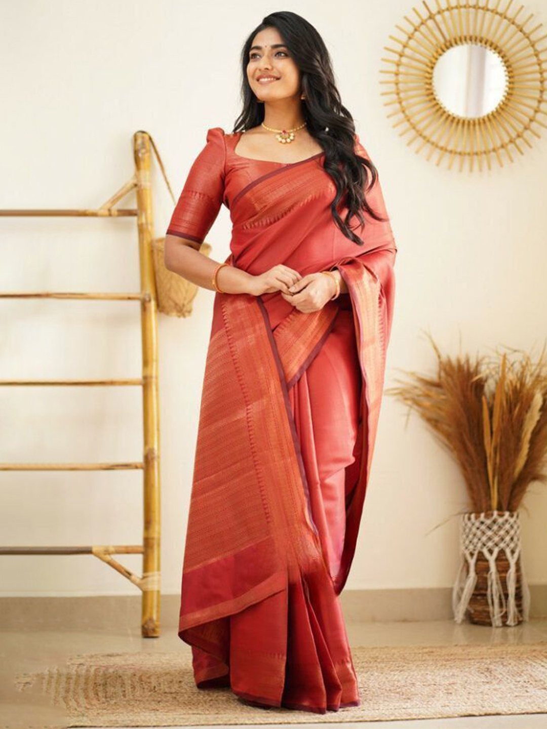 

Visit Wear Woven Design Pure Silk Banarasi Saree, Red