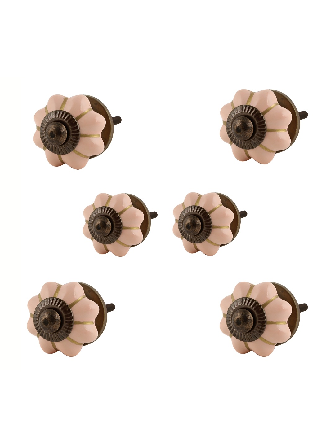 

Indianshelf Peach & Gold 6 Pieces Pumpkin Ceramic Knobs