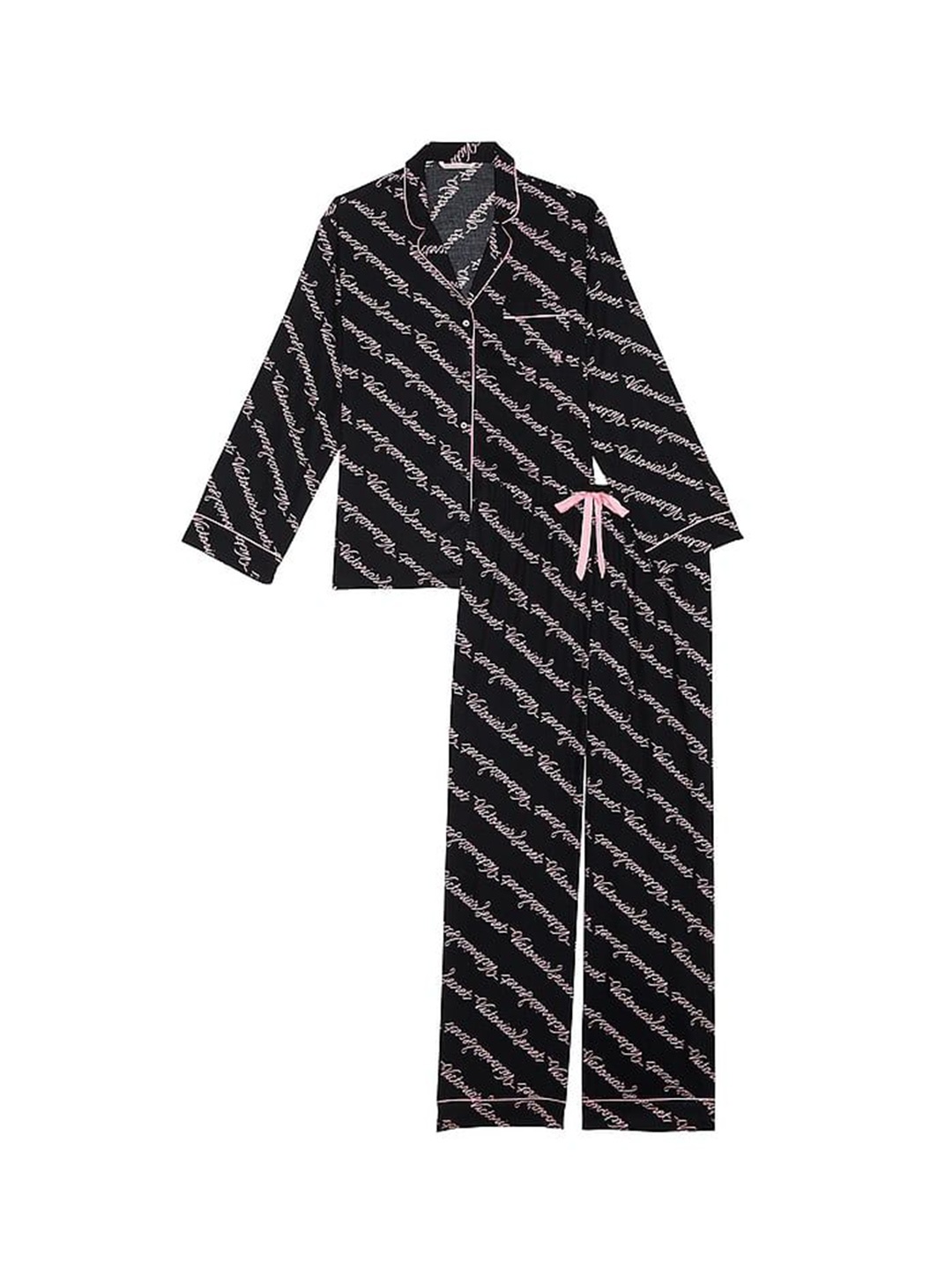 

Victoria's Secret Women Printed Lapel Collar Night suit, White