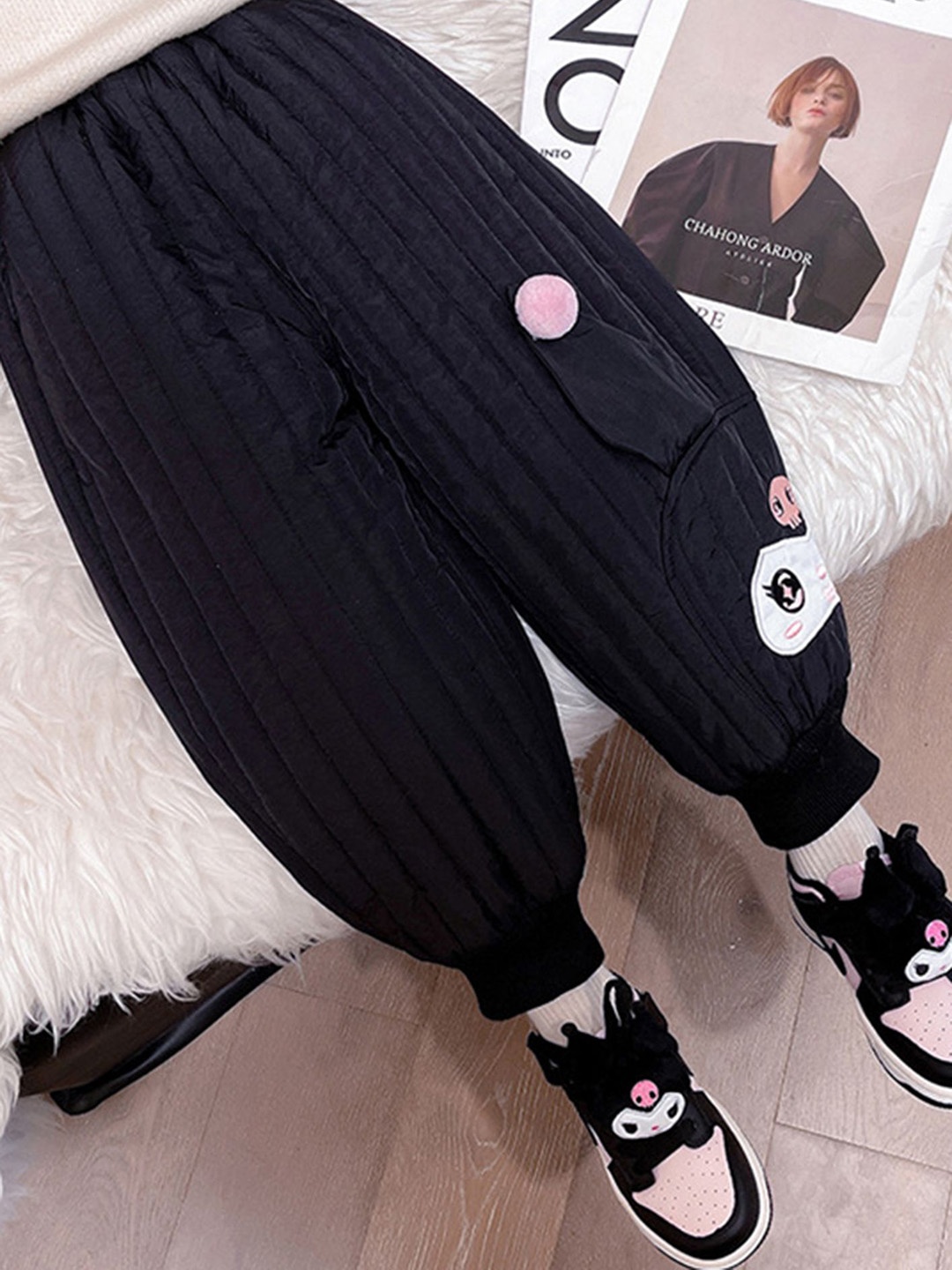 

LULU & SKY Girls Tapered Fit Trousers, Black
