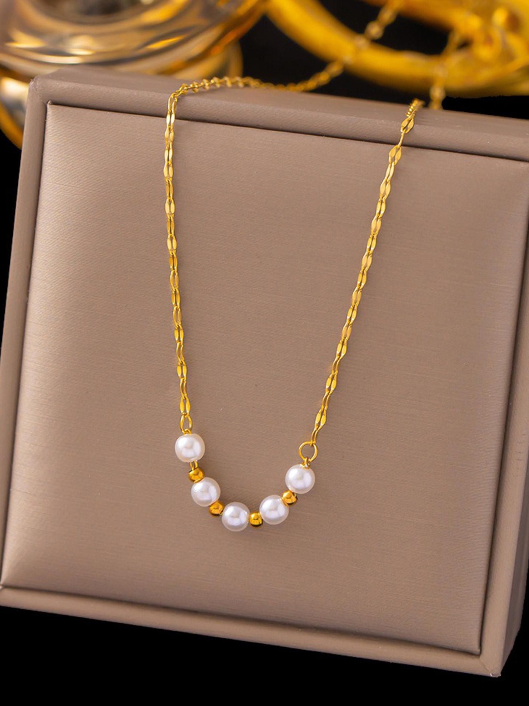 

MYKI Gold-Plated Splashy Stainless Steel Beaded Minimal Chain