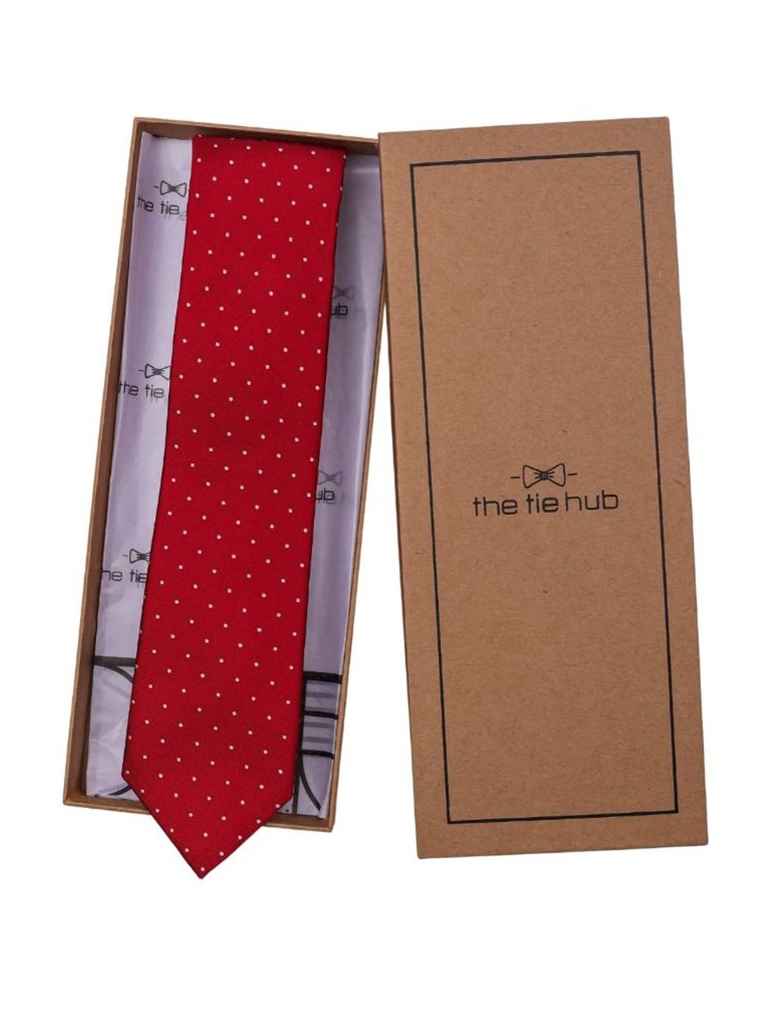 

The Tie Hub Men Printed Skinny Tie, Red
