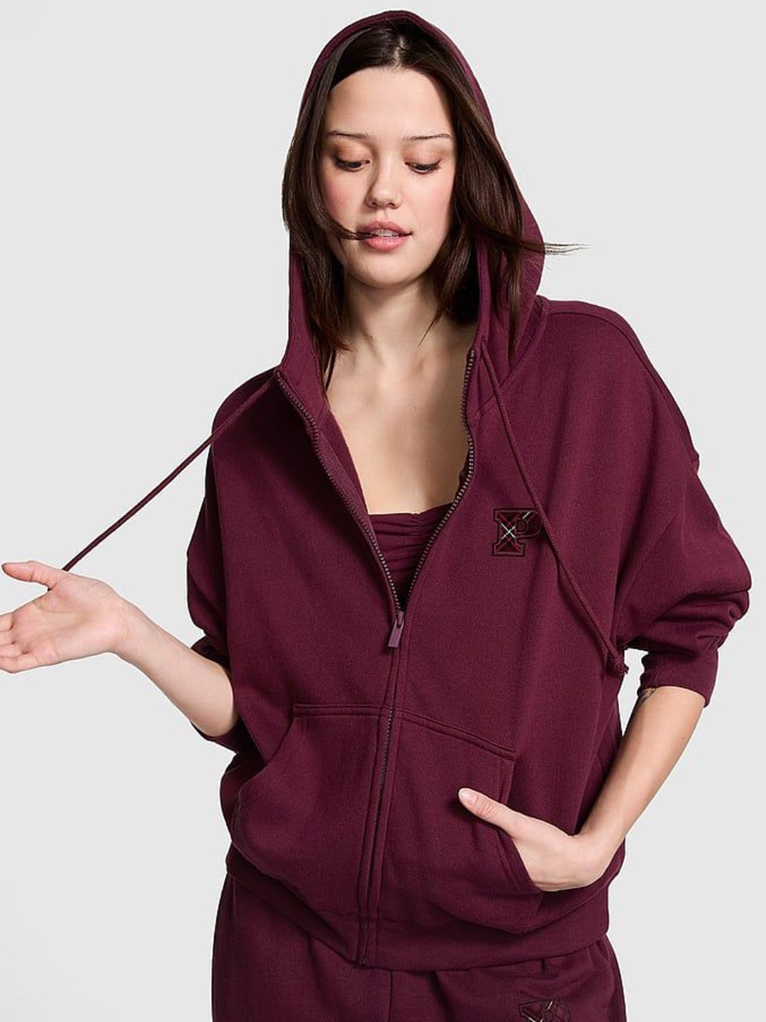 

Victoria's Secret Women Cotton Hooded Sweatshirt, Purple