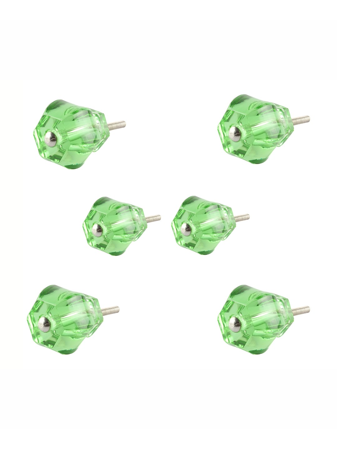 

Indianshelf Green & Silver-Toned 6 Pieces Textured Glass Knobs