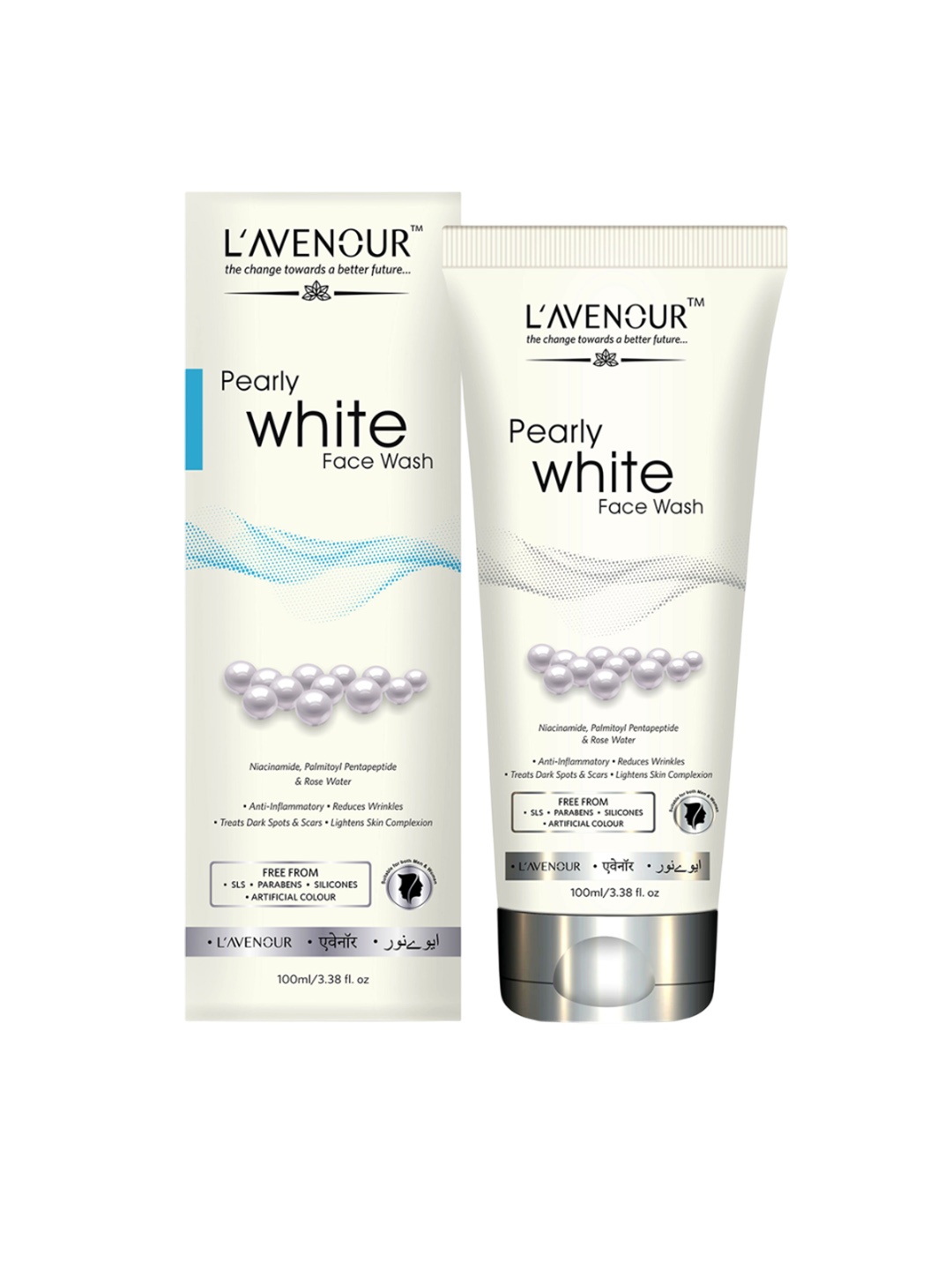 

L'AVENOUR Set Of 2 Pearly White Face Wash With Niacinamide & Rose Water - 100 ml Each, Silver