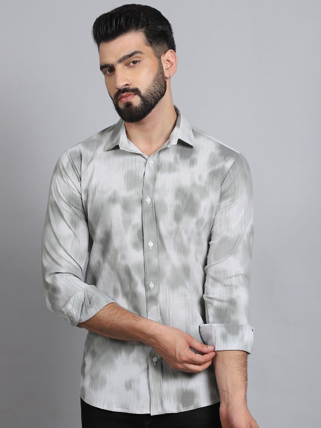 

Tanip Men Sheer Casual Shirt, Grey