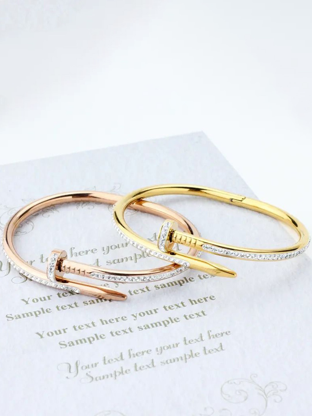 

DIVASTRI Women Set Of 2 Artificial Stones Gold-Plated Kada Bracelet